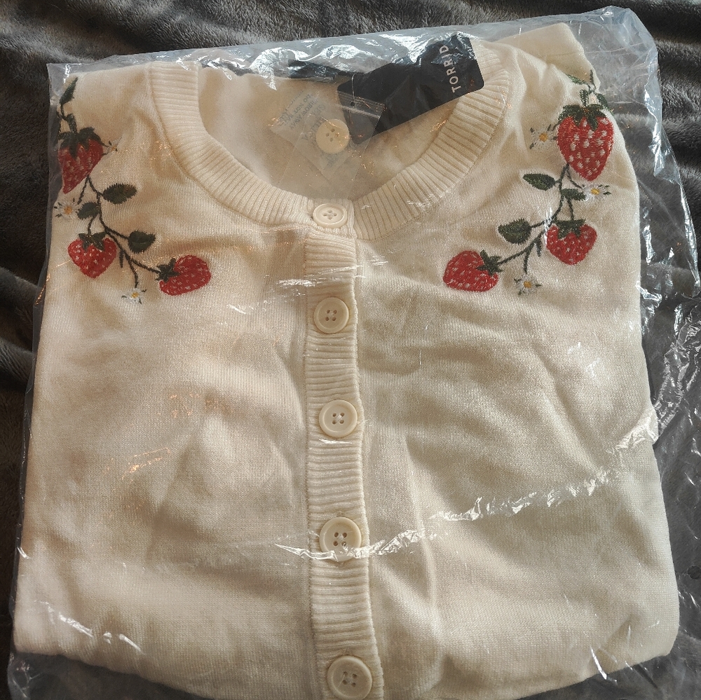 Retro Cropped Cardigan Embroidered Sweater Torrid size 3